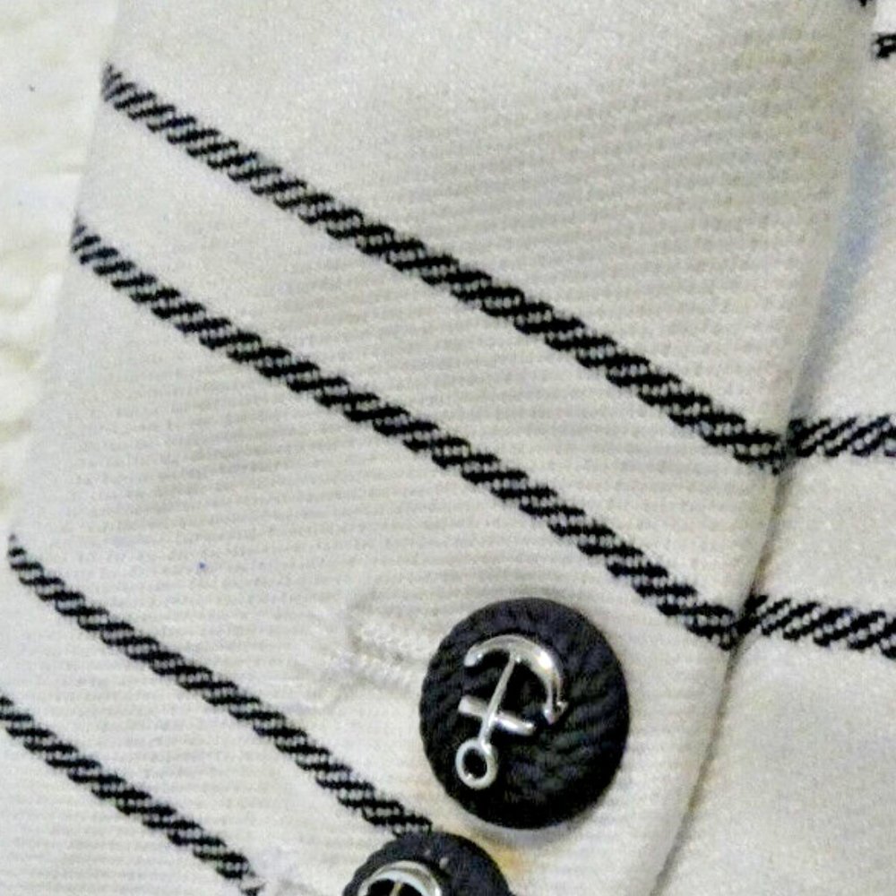 Cream Jacket Black Stripe Zara Basic Winter White Office Work Wear Woman S - Picture 6 of 10